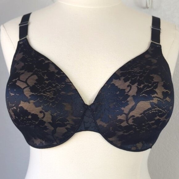 Soma 38DD Bra Black Vanishing Back Full Coverage Underwire Lace Overlay - Picture 1 of 4
